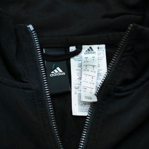 Adidas Womens Track Jacket Black Pink 3 Stripe Full Zip Athletic Jacket Small - Picture 4 of 5
